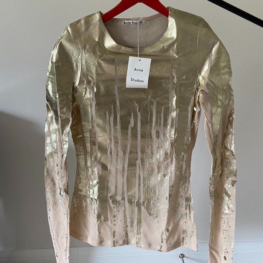 Acne Studios NWT Gold Drip Long Sleeve Top